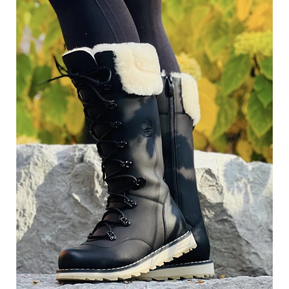 Royal Canadian Black Castlegar Boots Waterproof Womens Size EU 38.5 / US 7.5 NEW